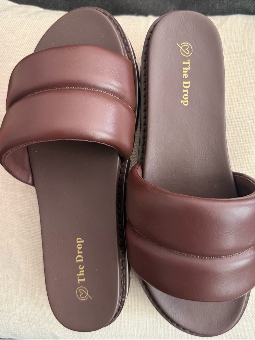 The Drop Women's Brown Padded Slide Sandals